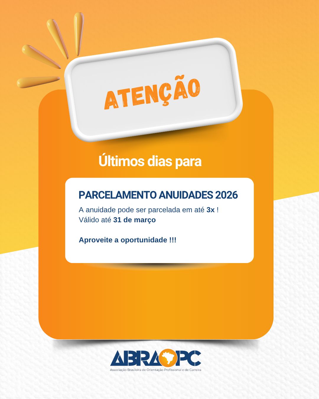 Leia mais sobre o artigo Últimos dias para parcelamento!